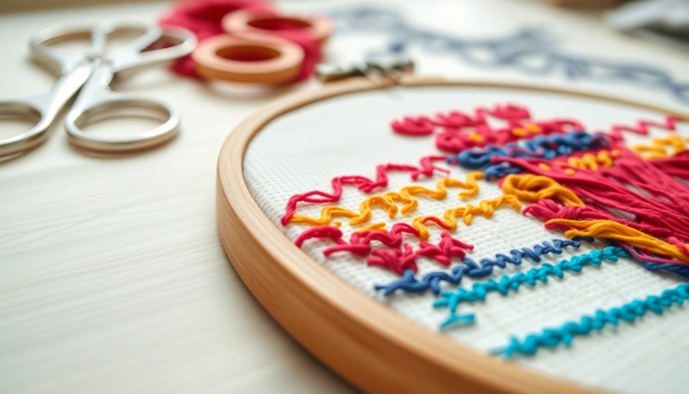 completing embroidery hoop projects