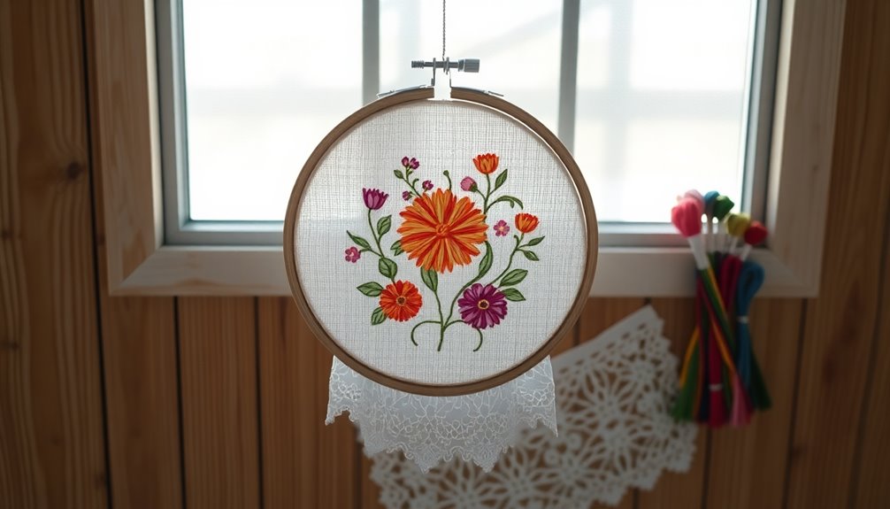 hang embroidery hoops properly