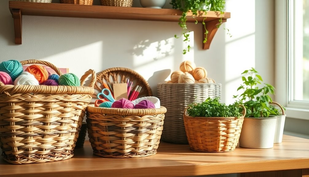 organized storage with baskets