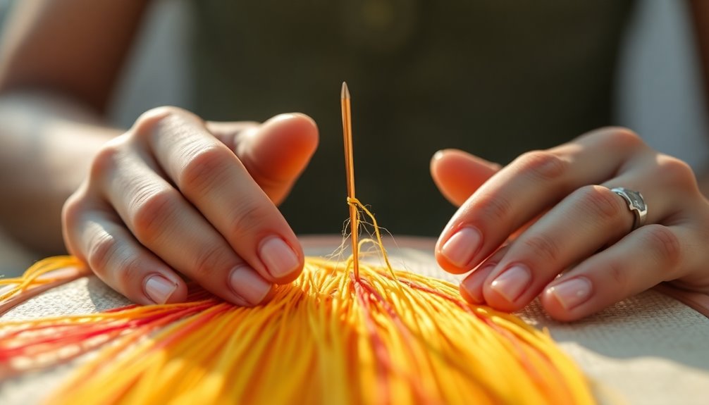 threading an embroidery needle