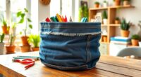 upcycled jeans storage basket