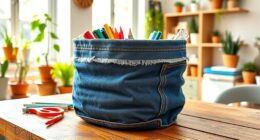 upcycled jeans storage basket