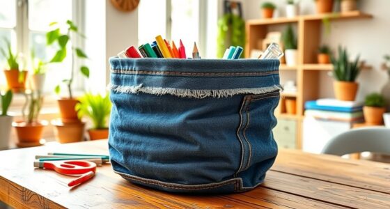 upcycled jeans storage basket