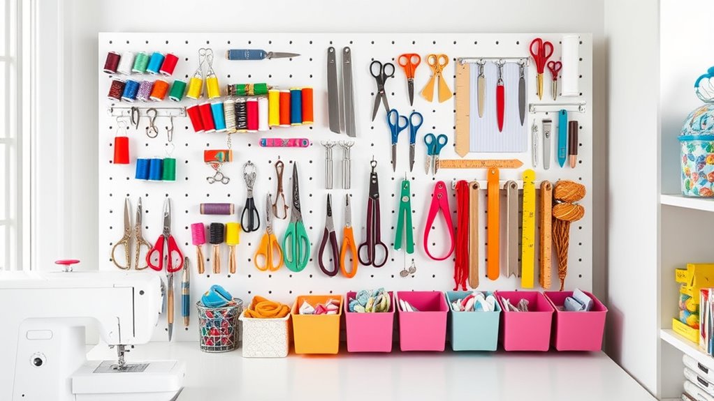 stylish sewing room organization