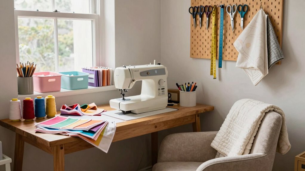 shared room sewing setup