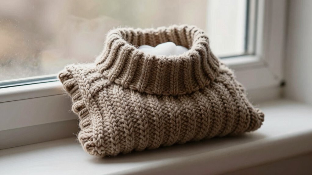 upcycled sweater draft stopper