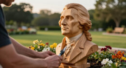 Trump Installs Thomas Jefferson Statue In The Rose Garden