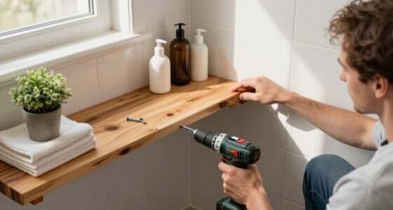 Hide Open Bathroom Shelves With One Piece Of Secondhand Wood