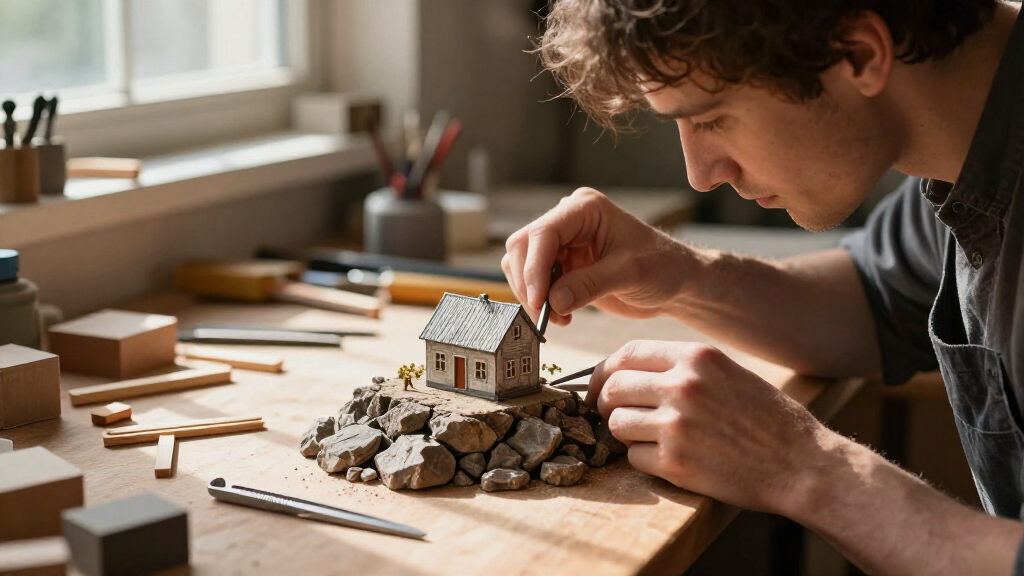 Precarious Dwellings Perch Atop Rocks In Simon Laveuve’s 1/35-Scale Miniatures