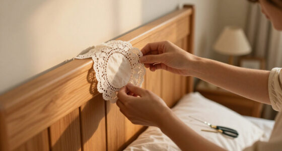 She Uses Doilies To Decorate A Headboard With Vintage Charm
