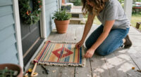 Woman Turns A Rug Into That Cutest Front Door Decor That Isn't A Wreath