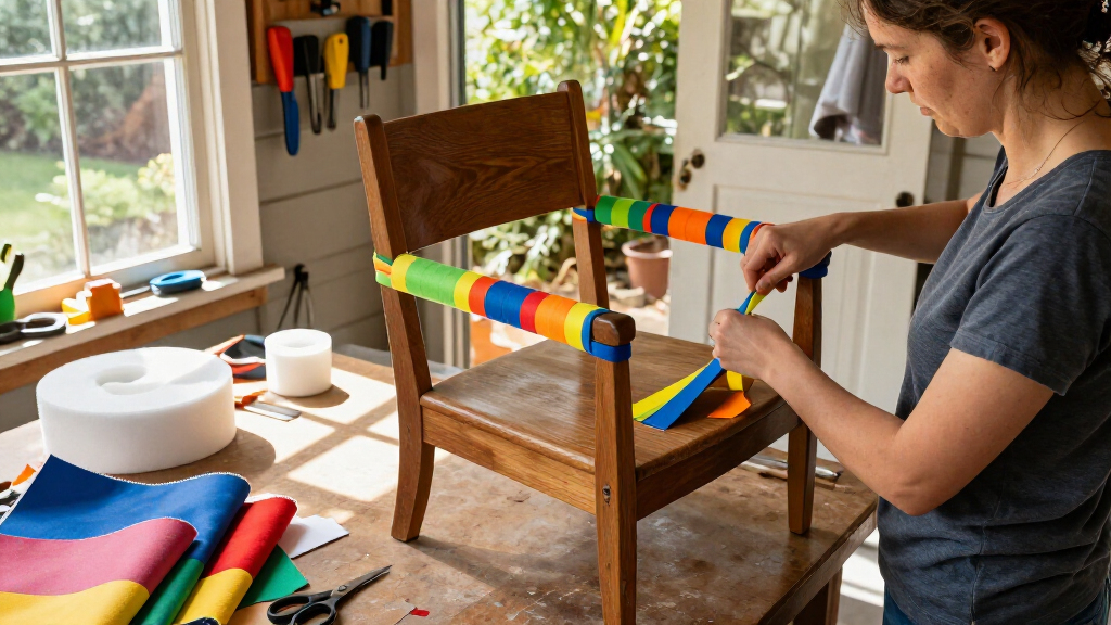 Woman Uses Pool Noodles To Transform An Old Chair Into A Cozy Piece Of Furniture